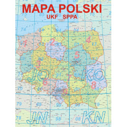 Mapa Polski z lokatorami i podziałem na okręgi  68 x 48cm - 2