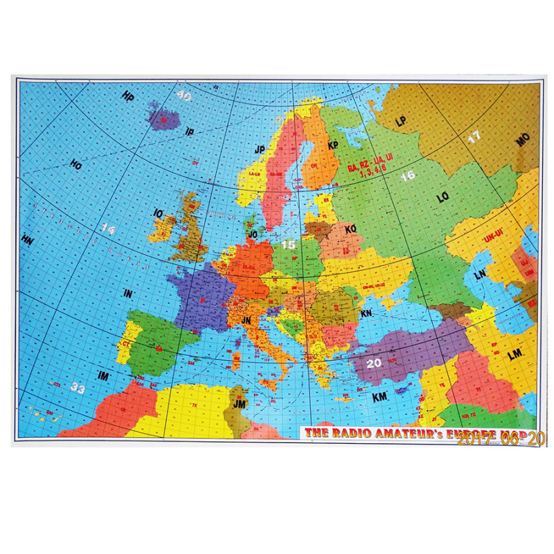 Mapa Europy 68cm x 48cm z podziałem na kraje i lokatory UKF - 1