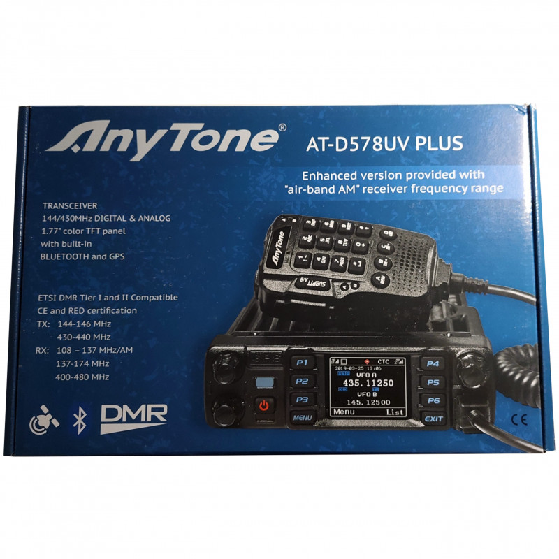 AnyTone AT-D578UV PLUS - duobander samochodowy z APRS DMR i FM z GPS i BT z dwoma niezależnymi odbiornikami - 1