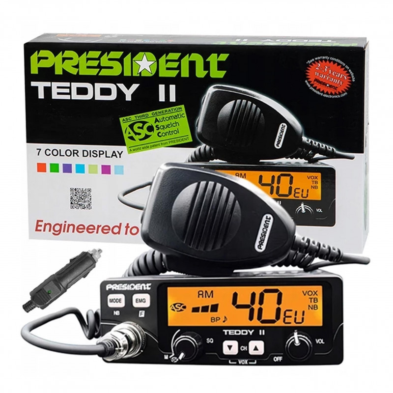 CB radio President New Teddy II AM/FM ACS/VOX 12/14V 7 kolorów - 1