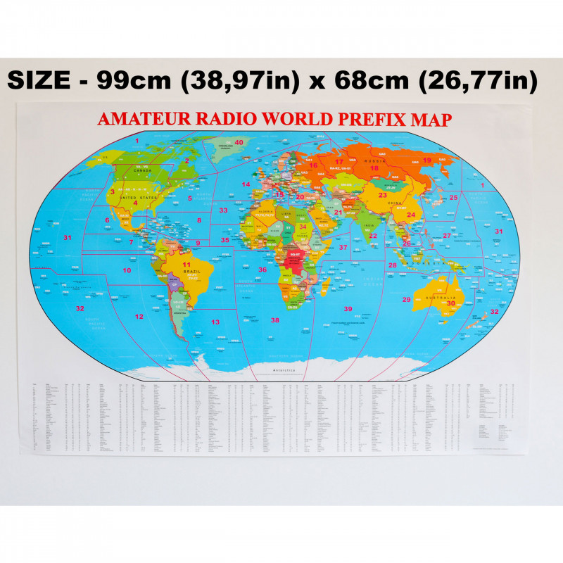 Mapa świata DXCC 2025 w formacie 98 x 68cm - edycja 2025 - Literatura / Mapy - 