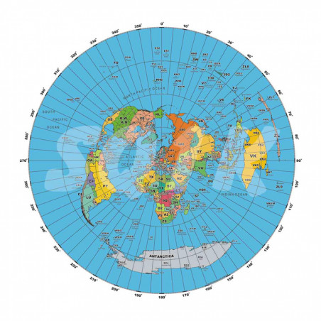 Azymutalna mapa świata DXCC - 1